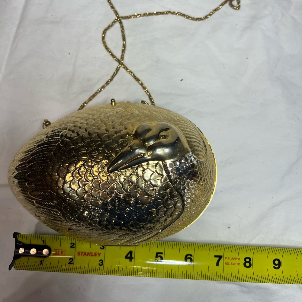 vintage brass bird-shaped minaudière or evening clutch